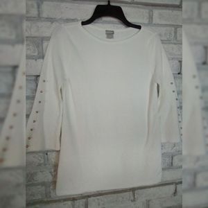 Chico's White 3/4 Sleeve Sweater
